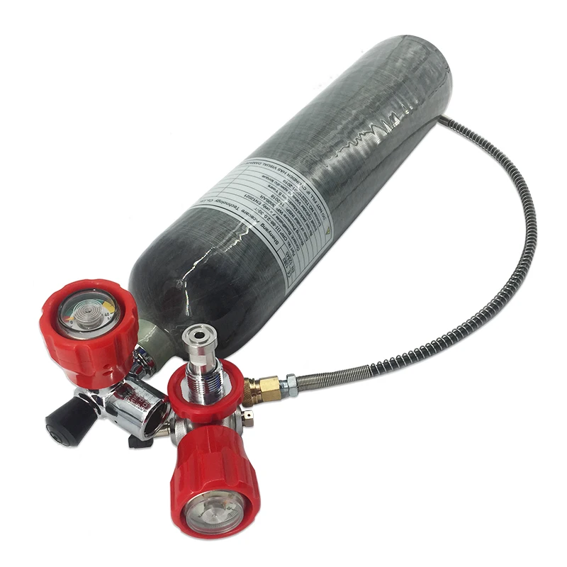 

ACECARE 30Mpa 300Bar 4500Psi CE 2L Scuba Diving Tank With Red Gauge Valves Set