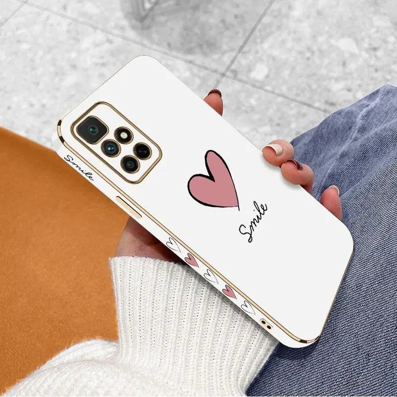 Big Red Heart Luxury Plating Phone Case For Xiaomi Redmi 10 10A 12C 9 10C 9T 9A A1 9C Cover