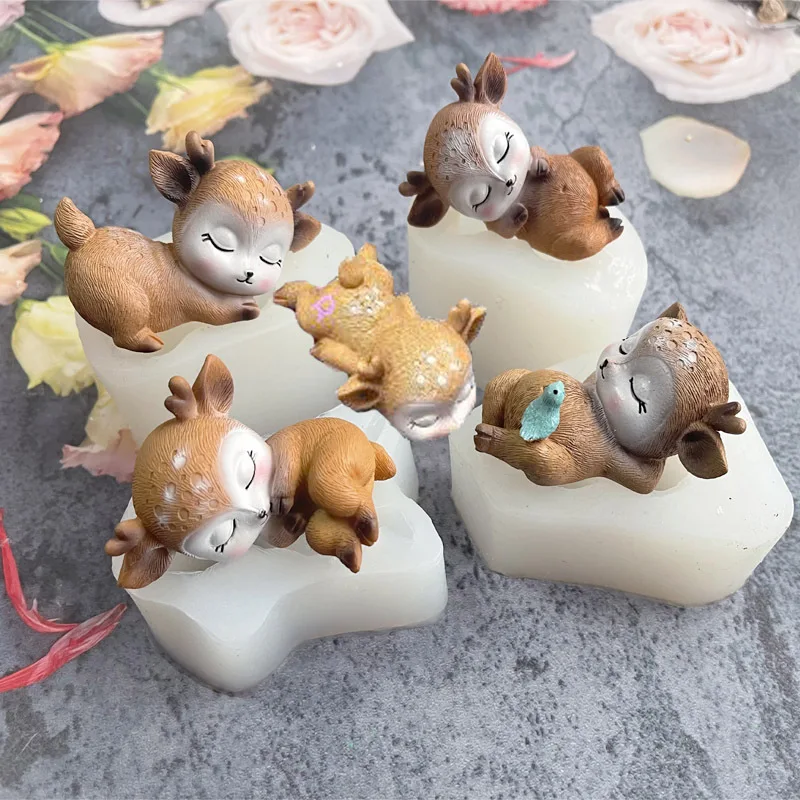 

3D Cute Deer Silicone Mold Mousse Chocolate Sika Deer Shape Mold Fondant Cake Cupcake Dessert Decor Kitchen Baking Supplies