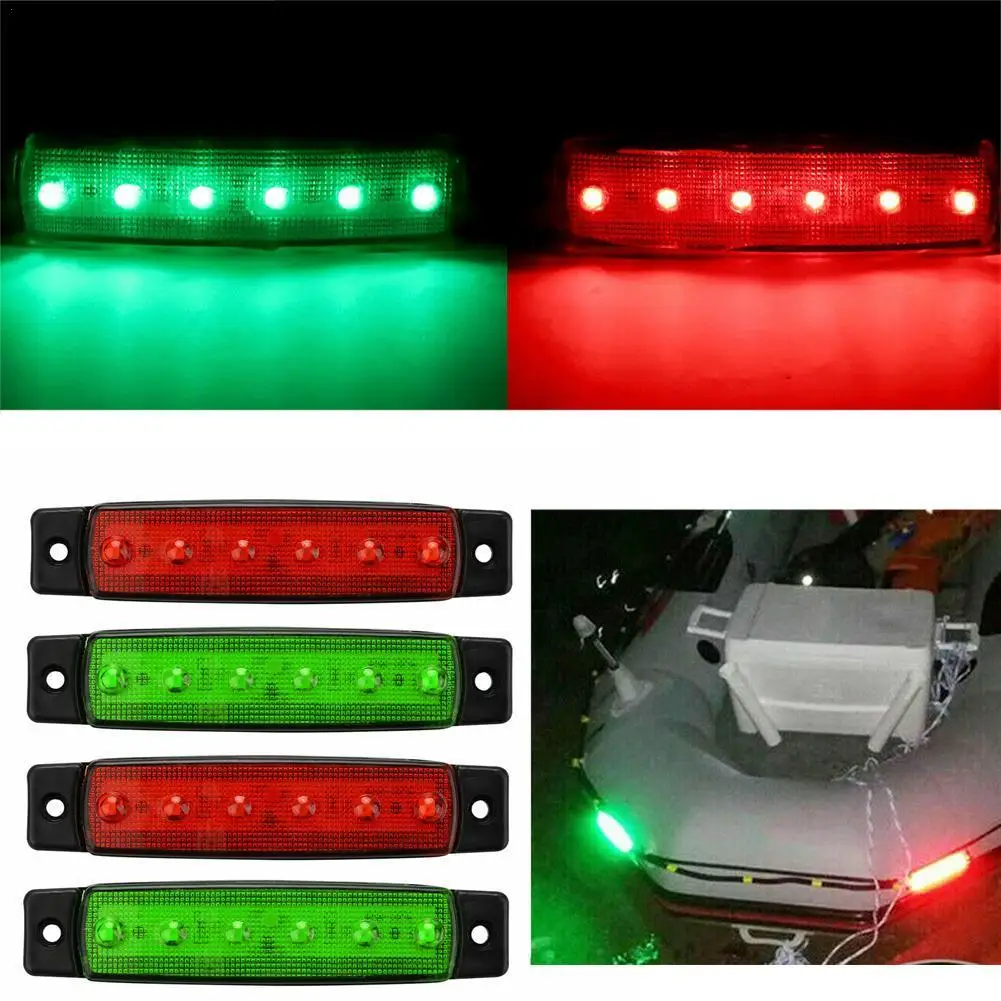 

4pcs Red Green LED Long Strip Side Lights Boat Navigation Stern Lights Boats Starboard Light 12V Car Truck Side Lamps