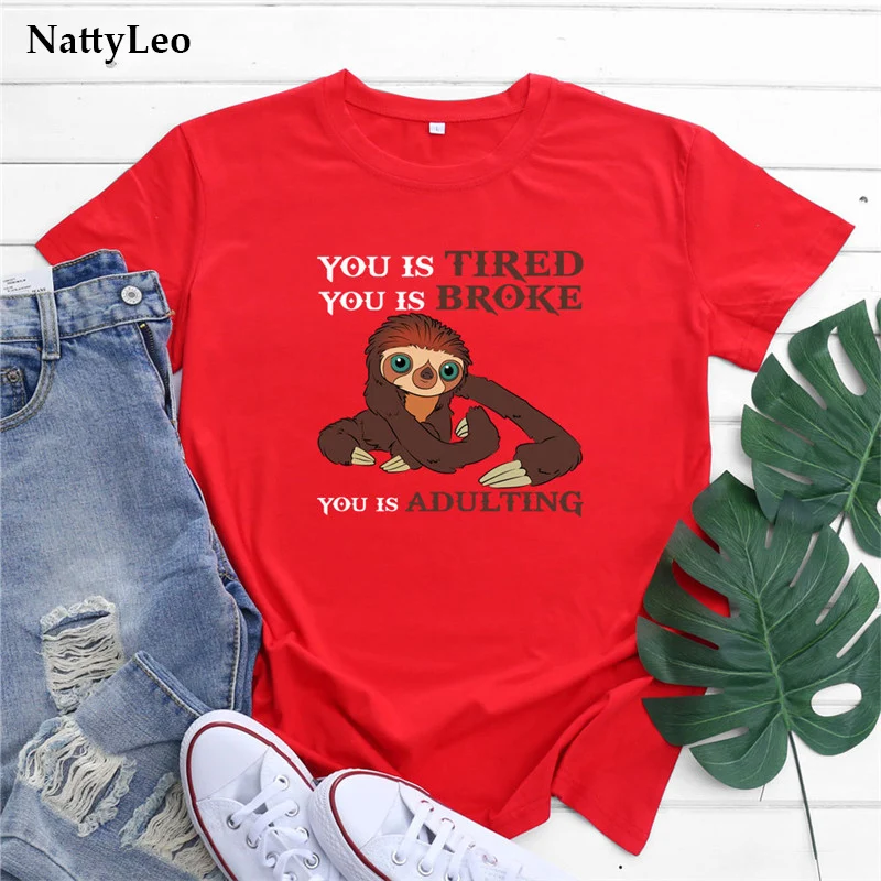 Женские футболки летняя футболка с милым надписью Ленивец принтом из 100% хлопка