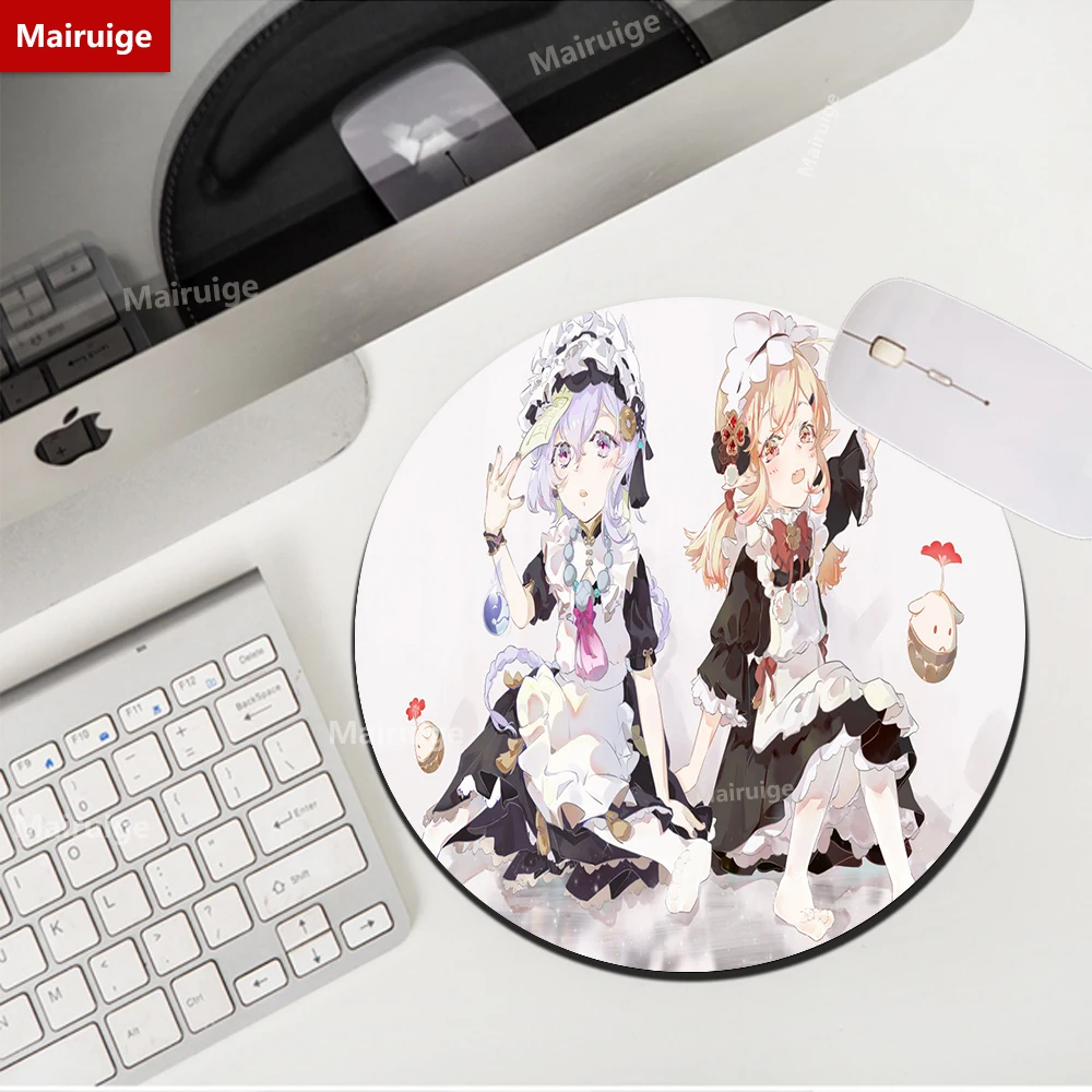 

Genshin Impact Round Mouse Mats DIY Small Mouse Pad Gamer Pads Non-slip Rug Carpet Cute Gaming Accessories Kawaii Qiqi Desk Mat