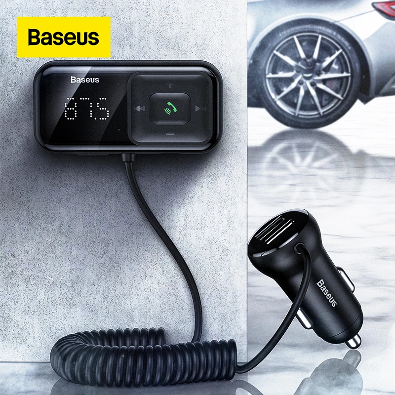 

Baseus FM Modulator Transmitter Bluetooth 5.0 FM Radio 3.1A USB Car Charger Handsfree Car Kit Wireless Aux Audio FM Transmiter
