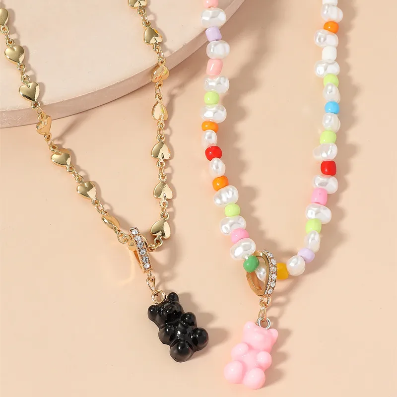 ZOSHI 2 шт. Новое модное ожерелье с медведем для женщин позолоченное ошейники