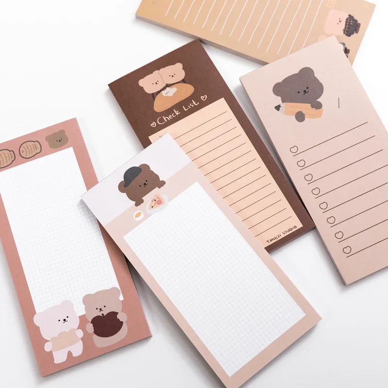 

50 Sheets Cute Bear Memo Pad Message Notes Decorative Notepad Note Check List Sticky Notes Korean Stationery Office Supplies