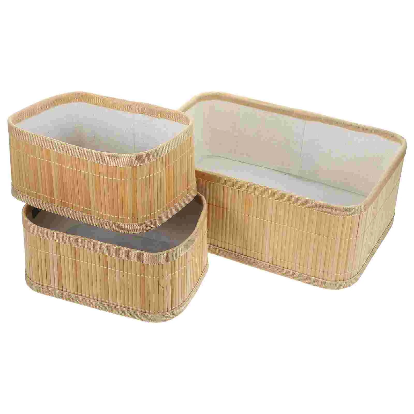 

3 Pcs Bamboo Storage Basket Crates Handicraft Woven Household Holders Organizing Organizer Weaving Snack Toys