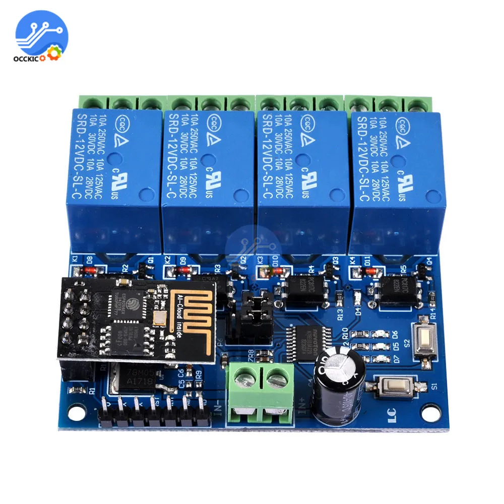 Релейный модуль Wi-Fi ESP8266 ESP-01 12 В постоянного тока 4 канала контроллер приложения