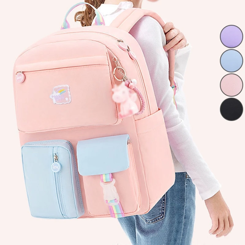 

Children's Backpack Soft Shoulder Strap Large Capacity Waterproof Korean Version Spine Protection Cute Pendant Backpack New