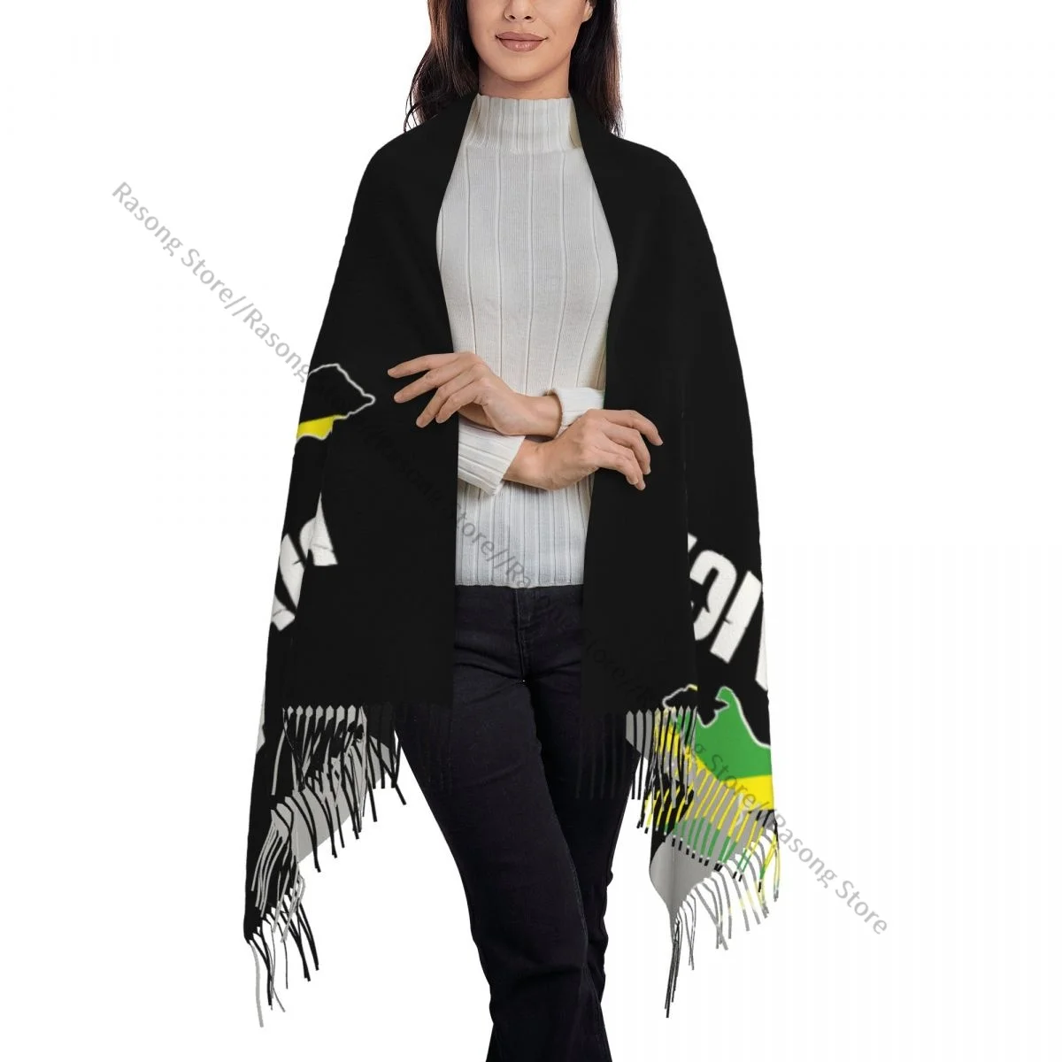 Шарф с кисточками большой зимний женский шарф из пашмины 196*68 см Женский