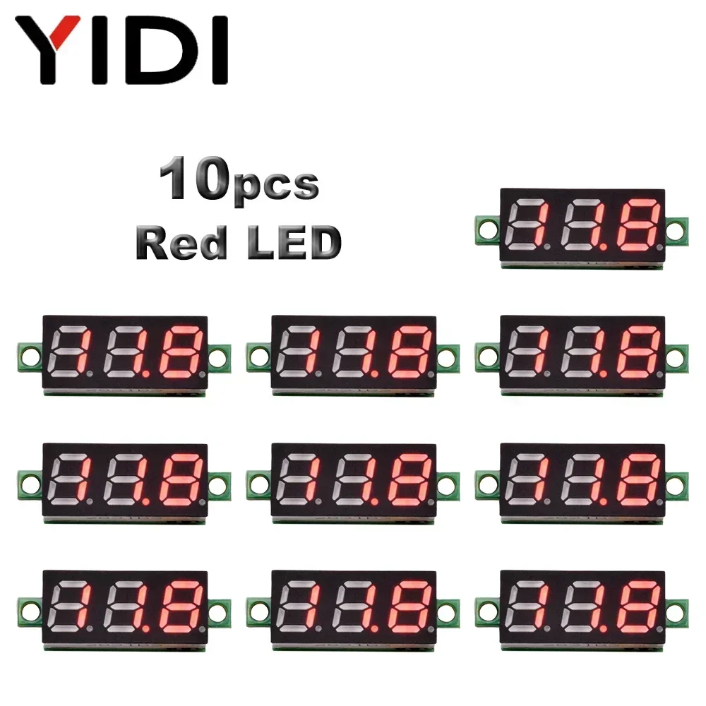 5 шт./10 шт. 0,28 дюйма микро светодиодный цифровой вольтметр постоянного тока 0-100 В 2,3-30 В автомобильный мотоцикл тестер напряжения метр детектор красный синий