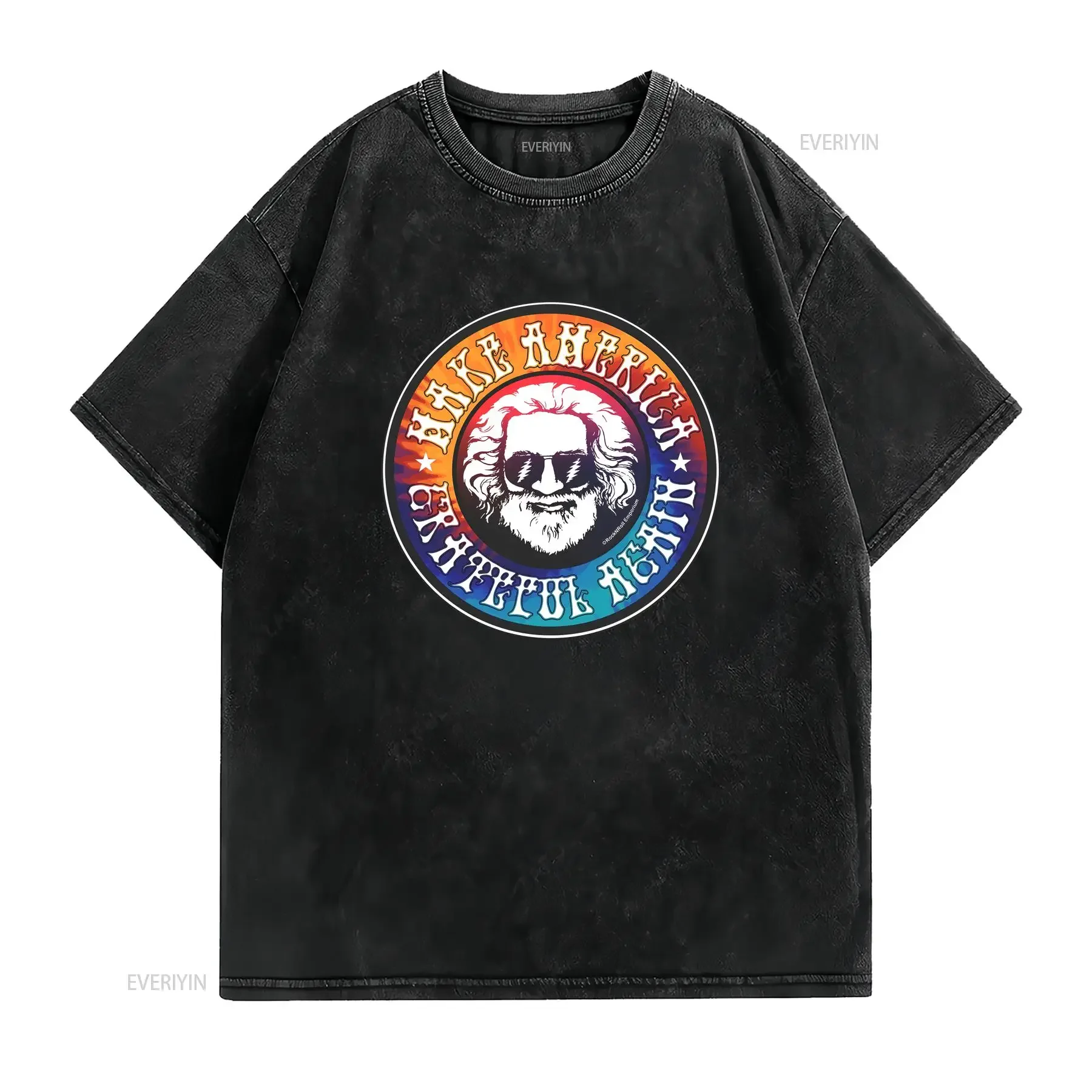 Фото Винтажная футболка Tye Dye MAGA_Dead_Garcia с надписью «Make America Grateful Again», комфортная дизайнерская одежда с эффектом потертости №2