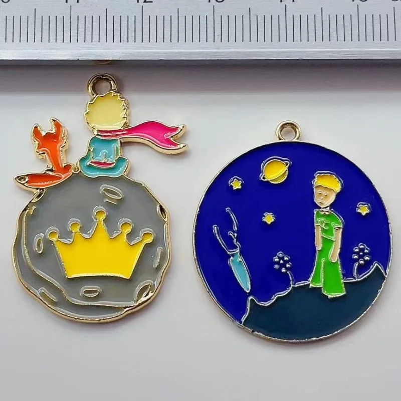 

10pcs Cartoon Little Prince Fox Rose Enamel Metal Charms Earring Bracelet DIY Jewelry Making