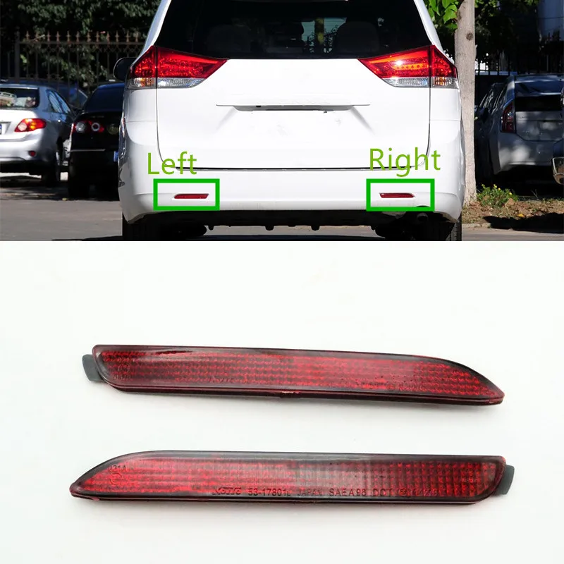 

Rear Bumper Reflectors Tail Lights Fog Light For Toyota Sienna 2011 2012 2013 2014 2015 2016 2017