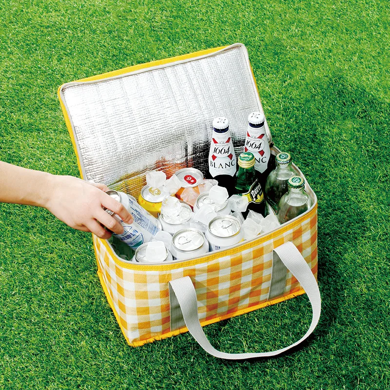 Outdoor picnic bag large-capacity thick aluminum film folding picnic basket portable lunch bag camping picnic insulation bag