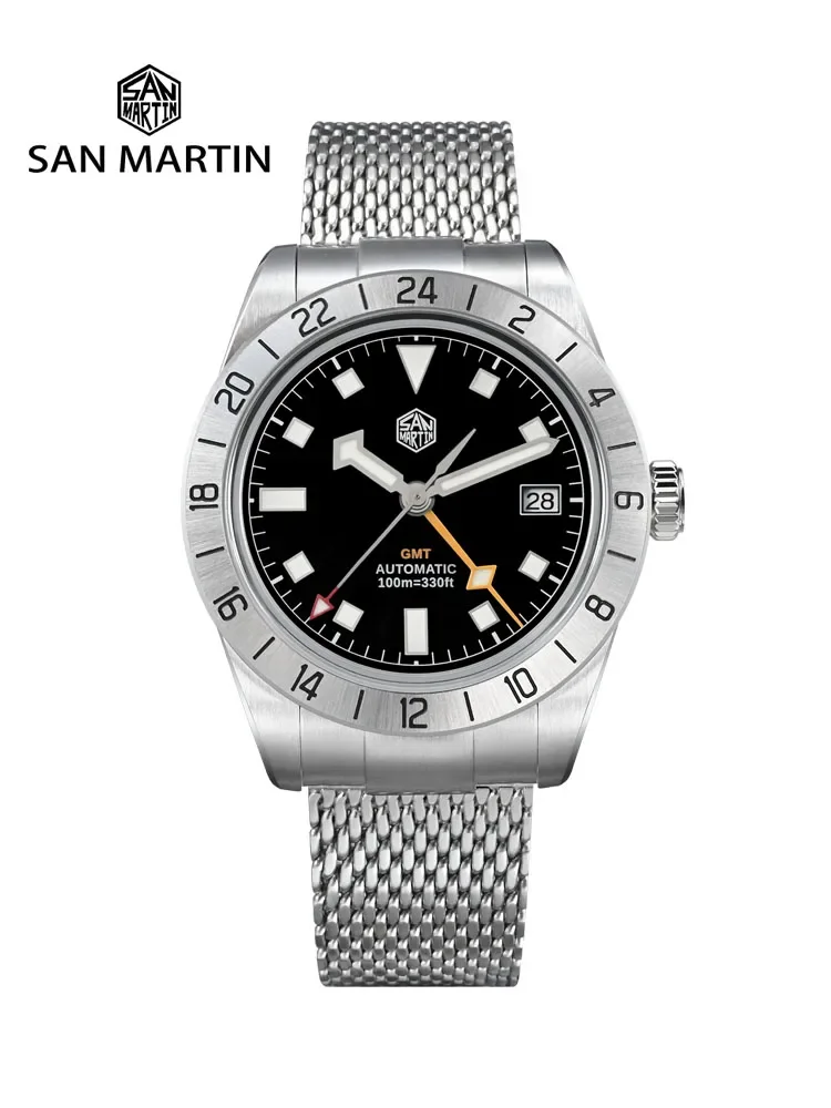 San Martin Новые часы 39 мм GMT Роскошные спортивные NH34 Автоматический механический