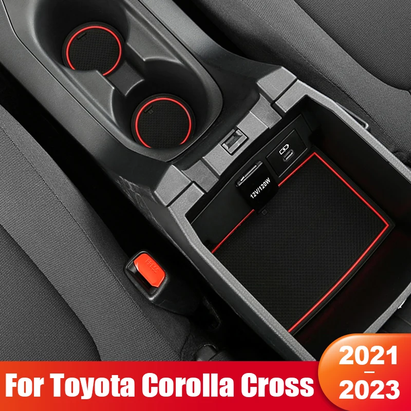 

For Toyota Corolla Cross XG10 2021 2022 2023 Hybrid Car Interior Non-Slip Mat Door Groove Pad Gate Slot Cup Accessories