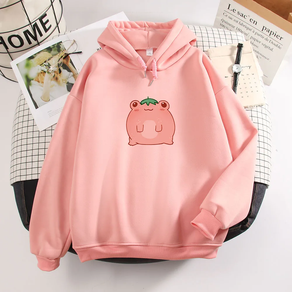 

Frog Sweatshirt Oversize Clothes Harajuku Long Sleeve Hooded Kawaii Hoodie for Girls Winter Drawstring Hoodies Pink Sweatshirts