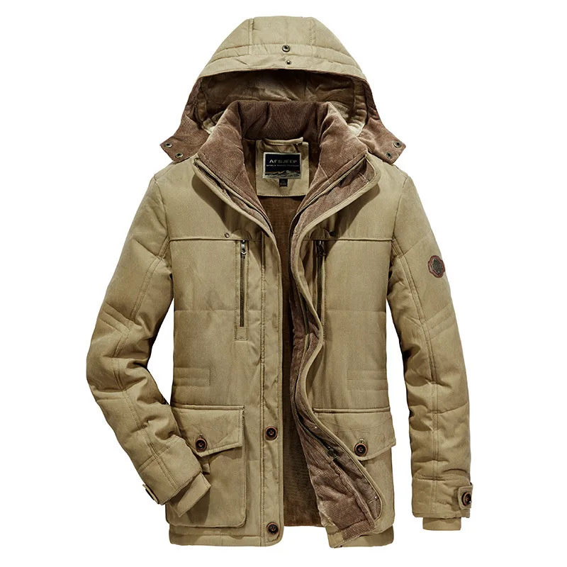 Thick Warm Coat Thick Fleece Hooded Waterproof Parkas Jacket Coat Winter New Men Outwear Fashion Pockets Parka Jackets