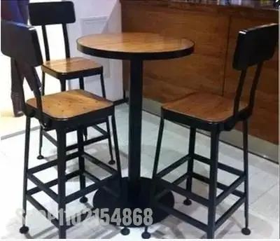 Американский стиль длинный стол и стул сочетание бар высокий кафе ретро массив дерева на.