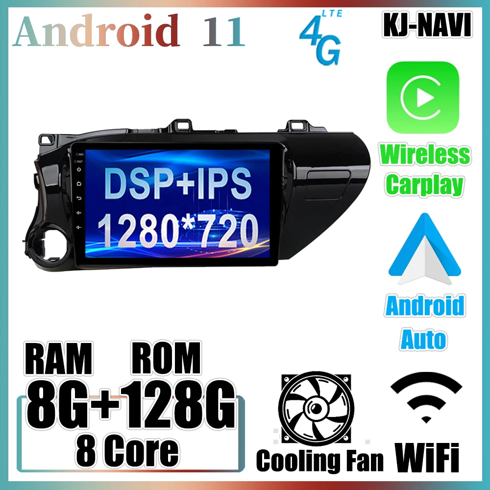 

Touch Screen Android 11 WIFI IPS Car Radio Multimedia Video Player GPS Navigation For Toyota Hilux Pick Up AN120 2015 - 2020