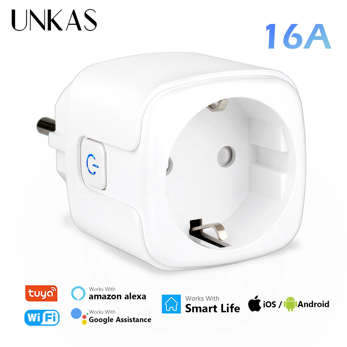 

Умная розетка UNKAS 16 А с поддержкой Wi-Fi и голосовым управлением