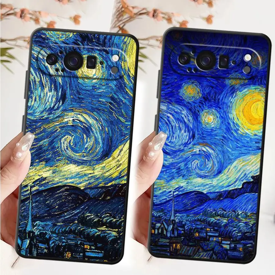Фото Черный мягкий чехол для телефона Google Pixel 10 9 Pro XL 8a 6a 7a 6 7 8 Pro 9a Art Painting Van Gogh №1