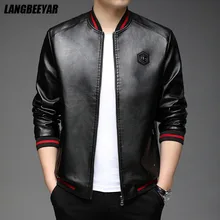 Top Grade New Brand Designer Casual Fashion Classic Biker Faux Pu Fashion Leather Jacket Men Punk Rock Coats Mens Clothing 2022