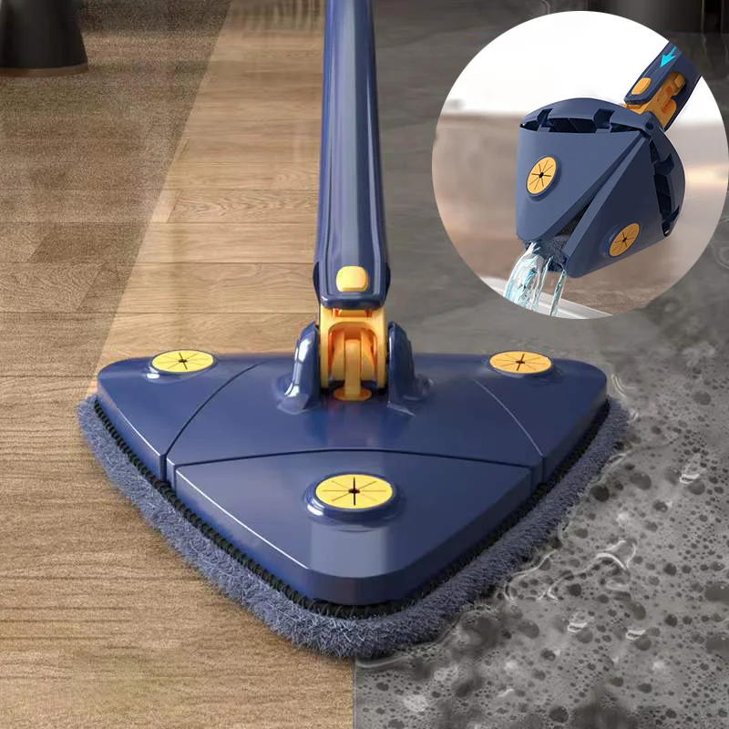 

360° Rotatable Mop Extendable Triangle Self-twisting Water Squeeze Clean The Floor Free Hand Wash Mops Cleaning Ceiling Dusting