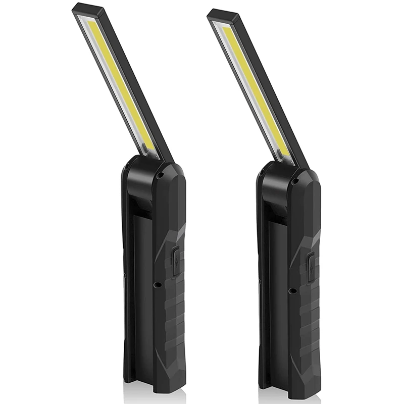 

2 Pack LED Work Light,COB Rechargeable Work Lights With Magnetic Base Hanging Hook And 270°Rotate 4 Modes Bright LED