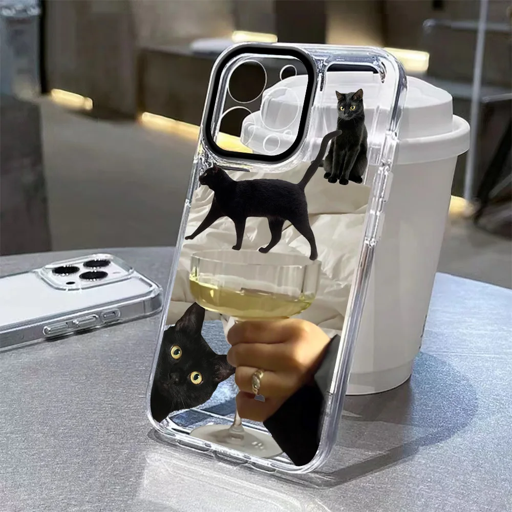 Чехол для телефона с черным мультяшным котом и бокалом для Samsung Galaxy S25 S24 S23 S22 S21 S20 FE Note20 Note10 Edge Plus Ultra Lite 5G (art.: 3920ce5e43a1a) - 3920ce5e43a1a