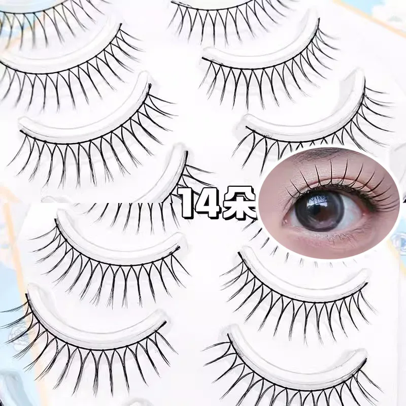 Натуральные 5 пар накладных ресниц корейская группа для девочек 9-10 мм черный