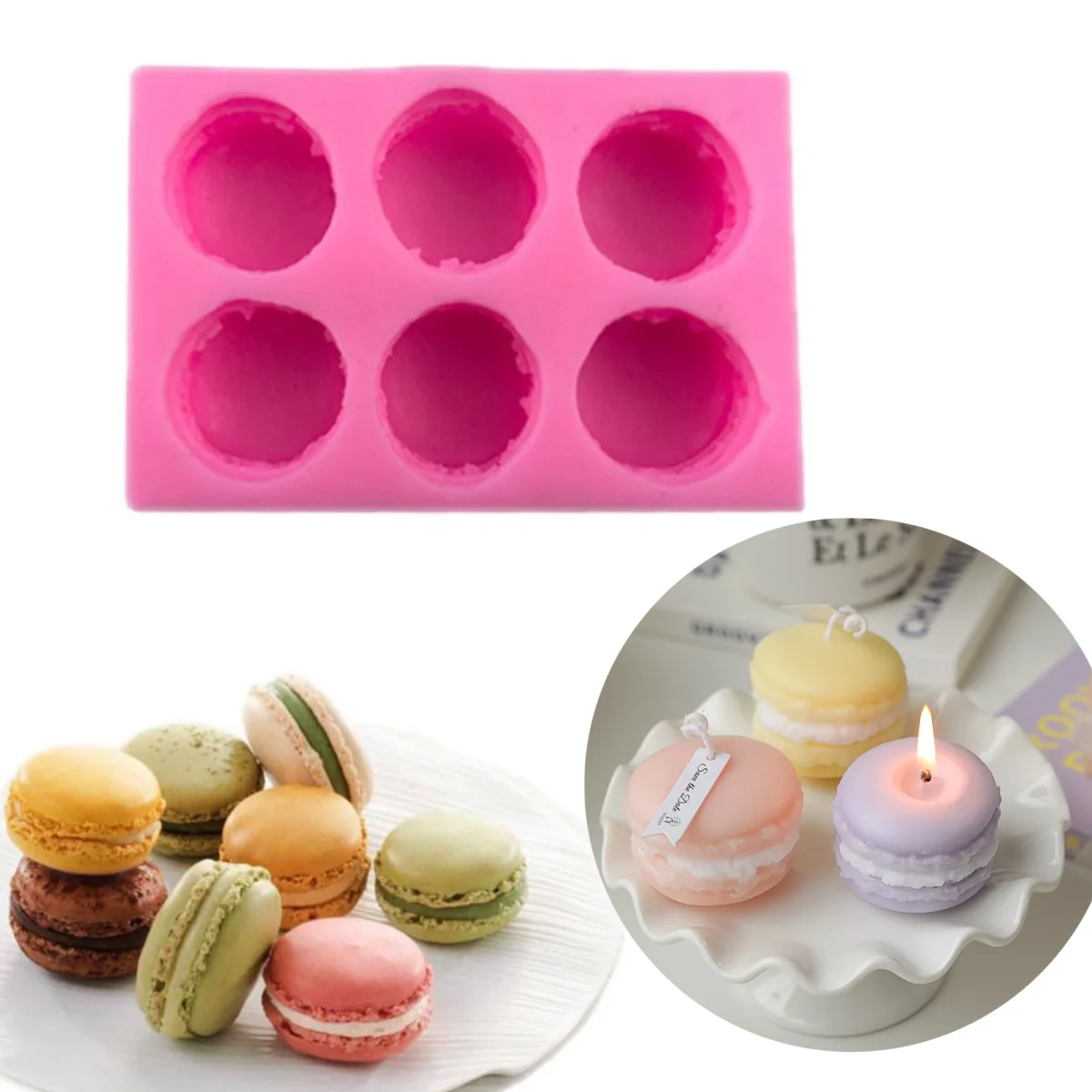 

3D Macarone Dessert Silicone Mold Fondant Chocolate Cake Decoration Baking Tools DIY Handmade Scented Candle Making Resin Mould