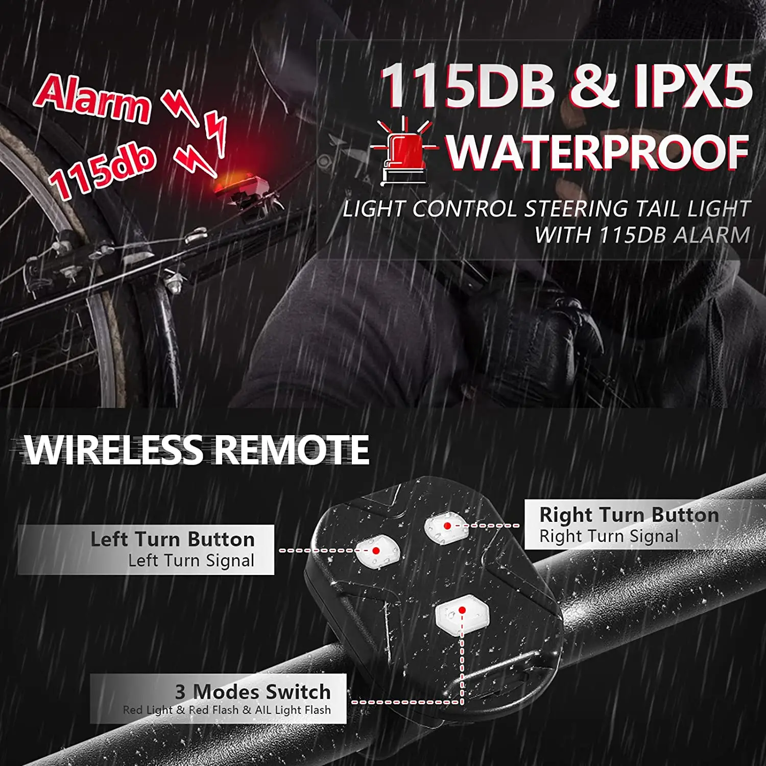 Задний Фонарь велосипедный Аккумуляторный со звуковыми напоминаниями 1 шт.