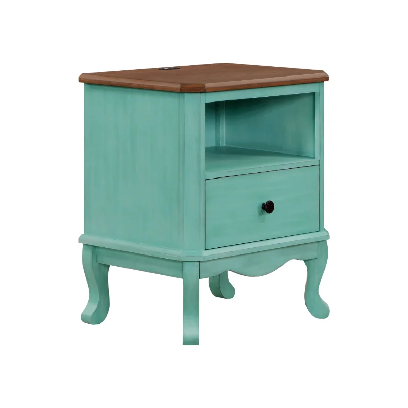 

Ther Woman Nightstand with Drawer, Teal