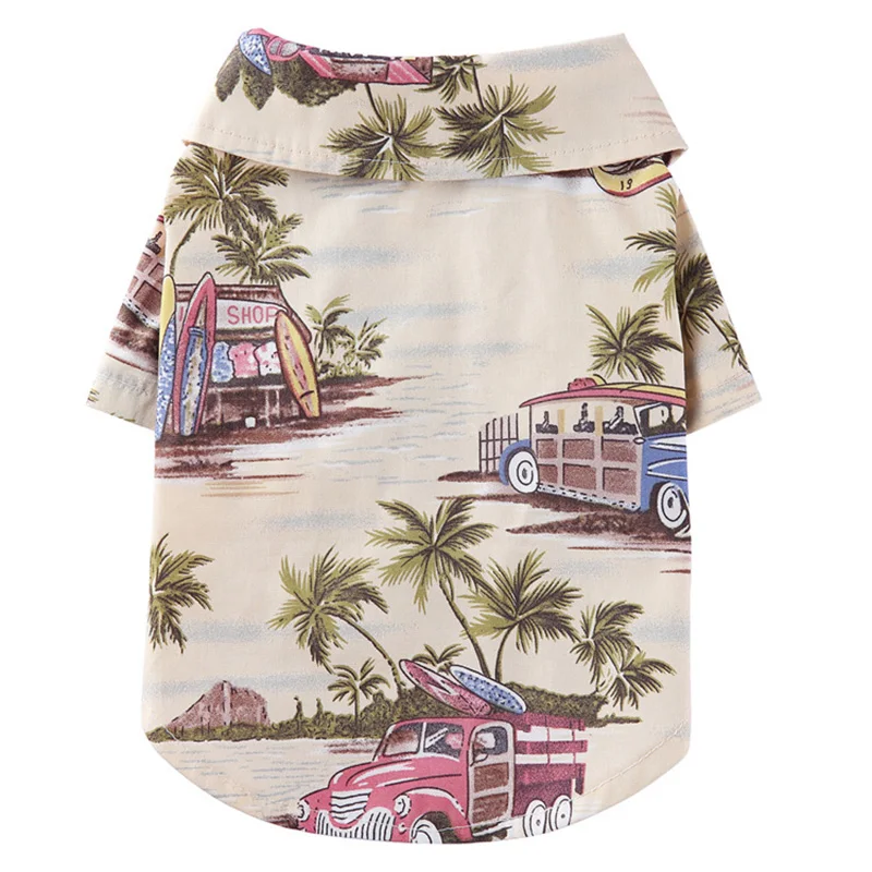 

Pet Clothes New Hawaiian Shirts Pet Dog Clothes Cat Clothes Spring And Summer Clothes Daisy Printed Shirts Pet Dog Beach Plaid