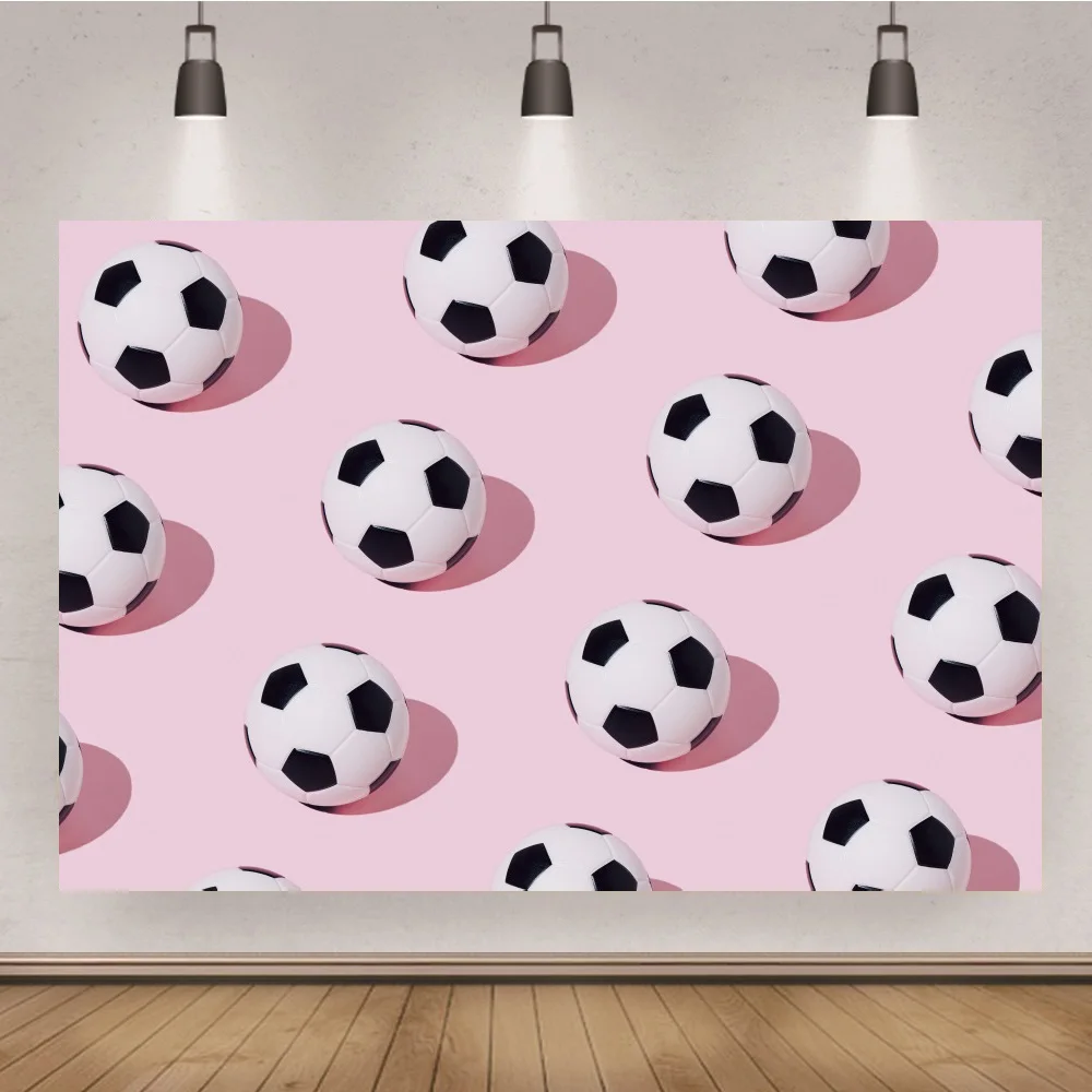 

Pink Theme Soccer Football Baby Birthday Party Portrait Photo Backdrops Photography Backgrounds Photocall Studio Banner