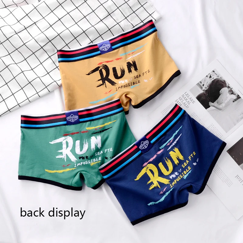 3Pieces Mens Boxer Shorts Personality Graffiti Underwear Boxers Cotton Underpants Trend  Sexy Men's Panties 2022 New Wholesale