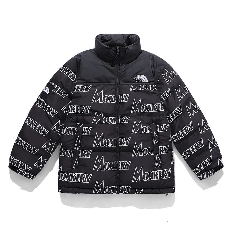 

Winter High Street Parkas Men Retro Thicken Print Warm Coats Mens Streetwear Hip Hop Harajuku Casual Fleece Coat Couple