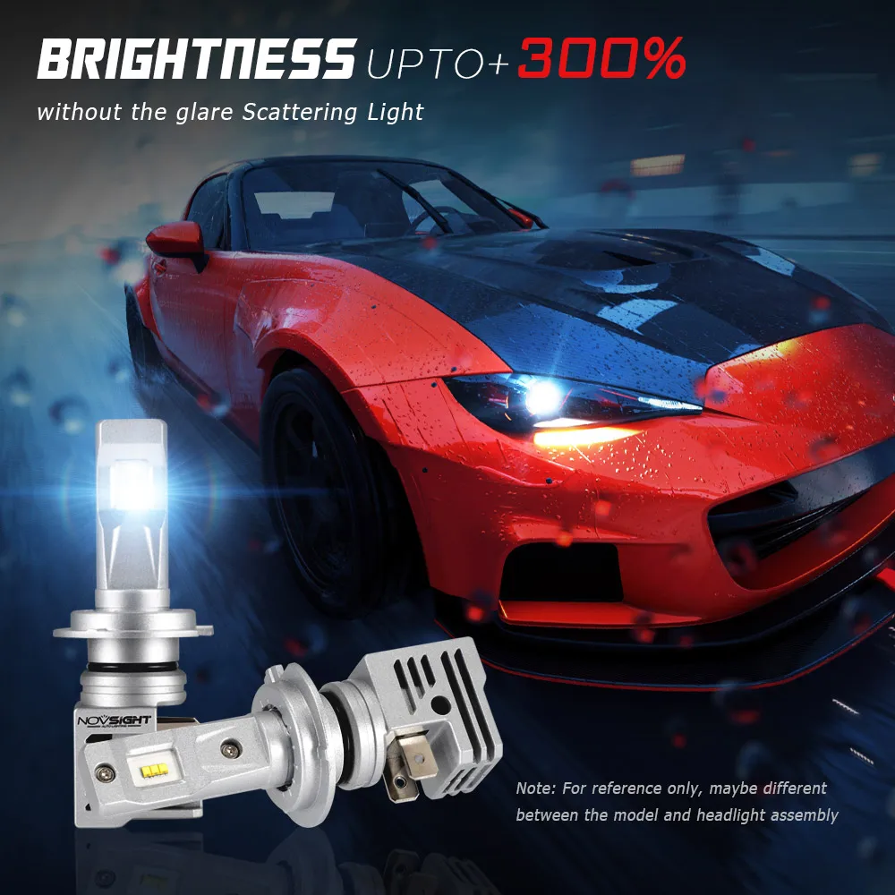 Фото Лампы головного света NOVSIGHT H4, для автомобиля H7, Φ H11 9005 9006 HB3 HB4 6000K лм 55 Вт, автомобильные фары головного света, противотуманные лампы №2