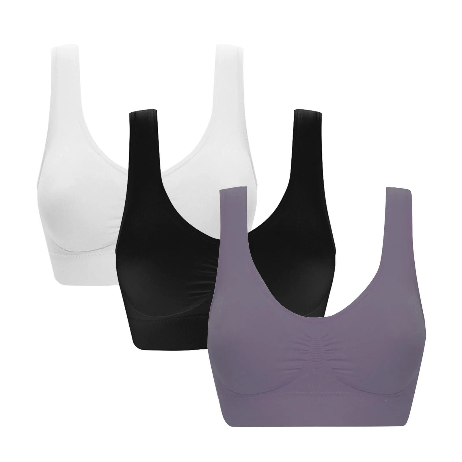 

Women Fashion Breathable Bra Solid Color Full Cup Large Size Seamless Bottoming Fitness Shirt Without Steel Sport Underwear