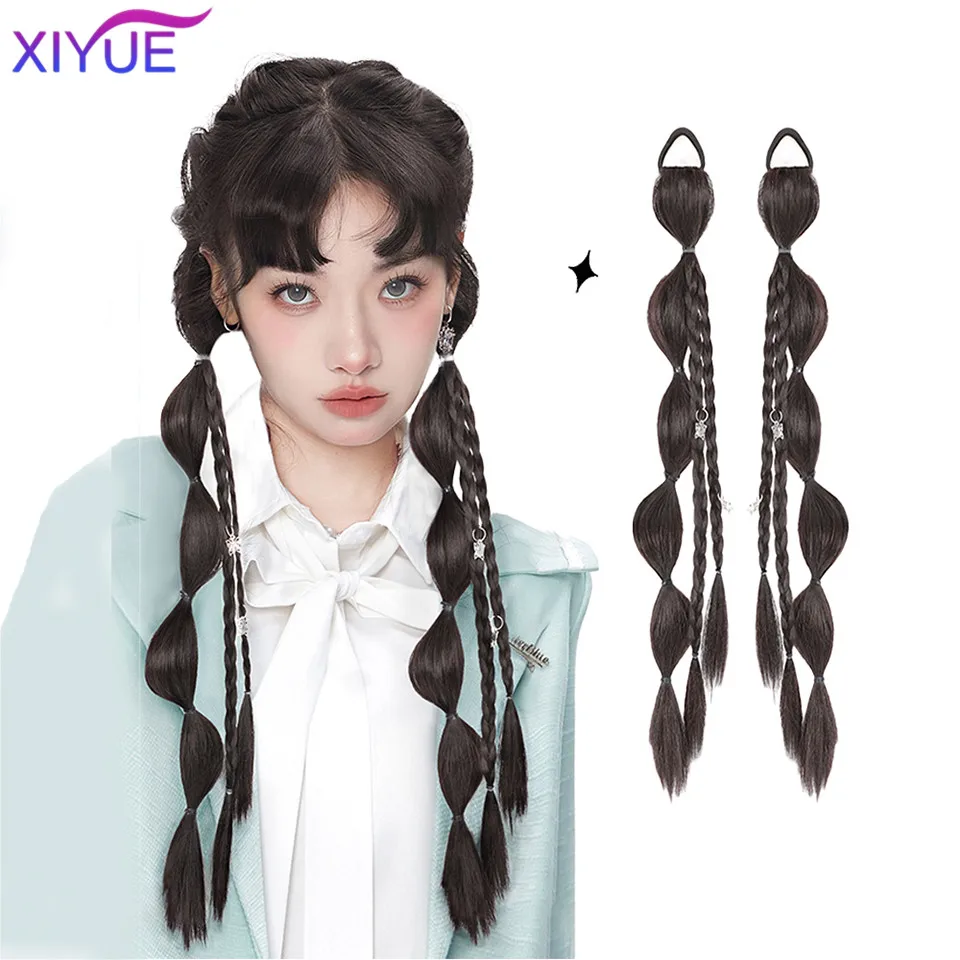 

XIYUE Wig braid female ponytail sweet cool girl natural Fried Dough Twists small braid net red same Pigtail boxing braid wig