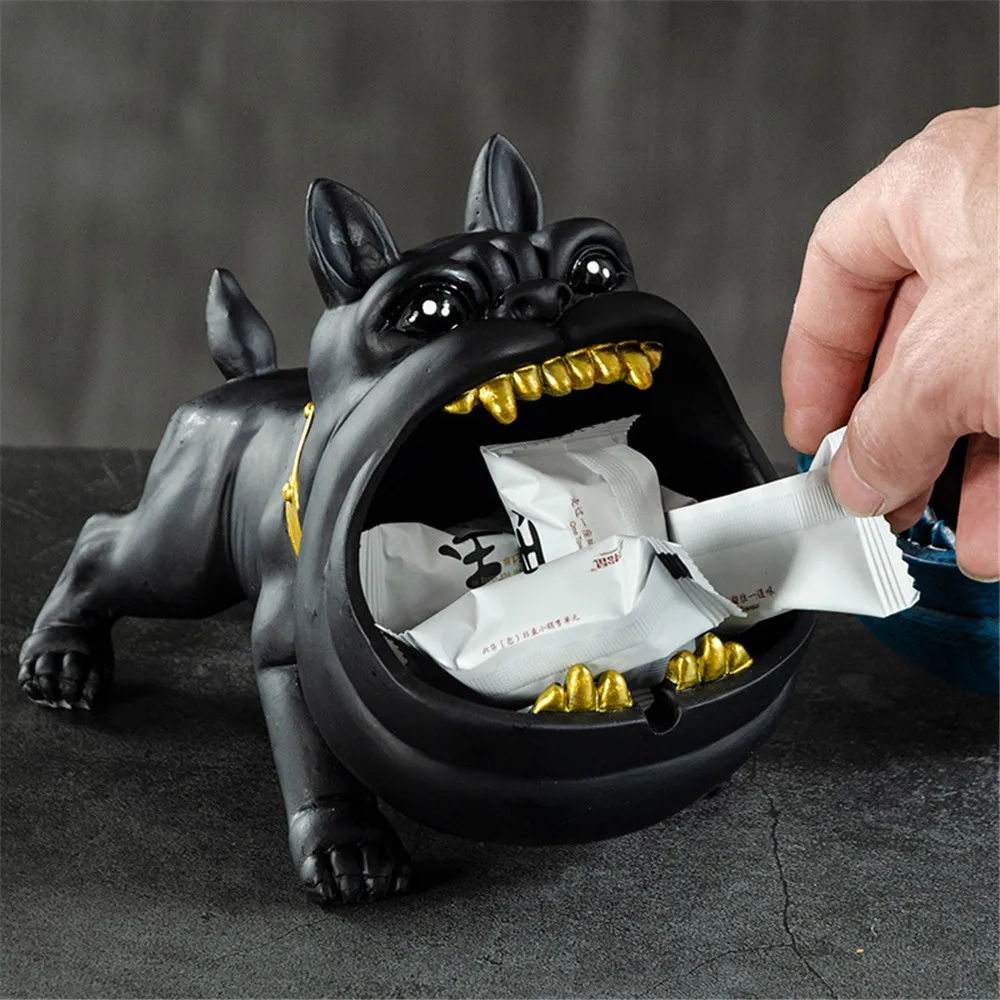 

Bulldog Ashtray Cartoon Animal Large Capacity Cigarette Storage Box Dog Ceramic European Vintage Desktop Home Indoor Ornaments