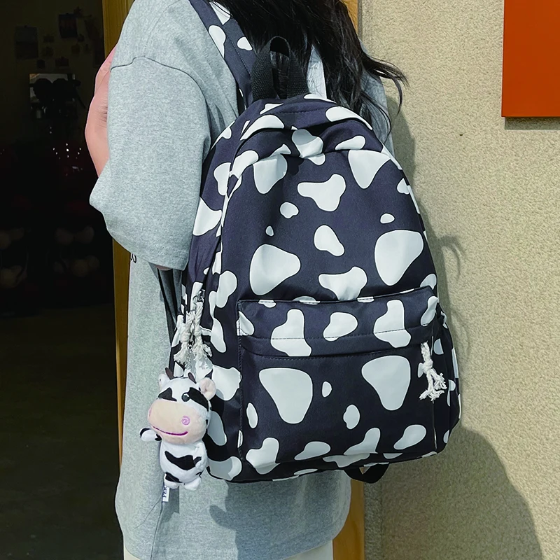 

Cow Backpacks for Women Large Capacity Rucksack Female Anti Theft Bagpack Teen Girls Travel School Bag Lady High Quality Mochila