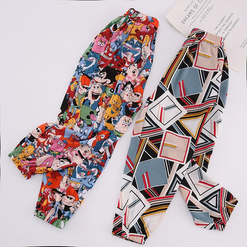 

Teenage Girls Anti-Mosquito Pants 2022 Summer Ankle-Length Kids School Casual Children Clothing Harem Pants Colored Print 4-13Y