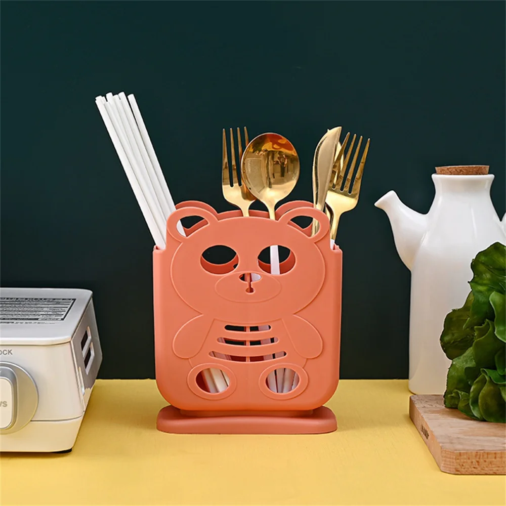 

Chopsticks Drain Rack Cute Panda Spoon Fork Rack Spoon Fork Knife Shelf Holder Cutlery Drainer Kitchen Tableware Storage Rack