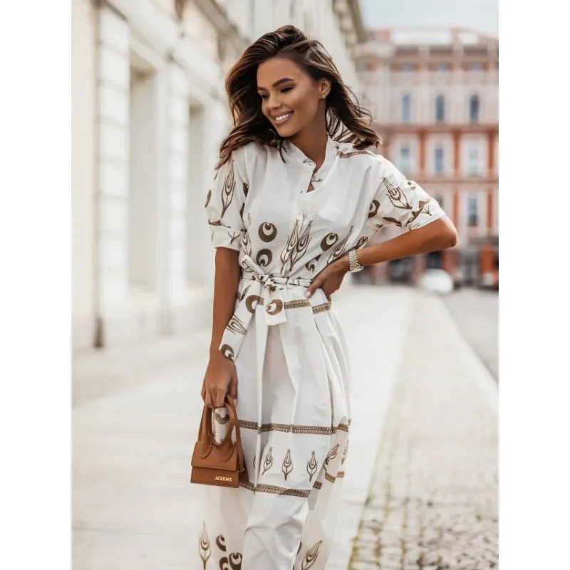 Женское летнее свободное платье с поясом