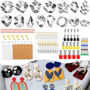 200pcs Polymer Clay Cutters Kit Stainless Steel Clay Cutter Set with 40 Round Cutters and 143 Earring Accessories Clay Cutting