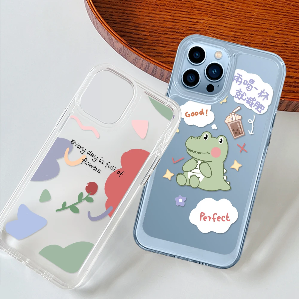 

Creative Pattern Phone Case for iPhone 14 13 12 11 Pro Max Mini XS XR X Protection Shell Back Cover Coque Shockproof Clear Funda
