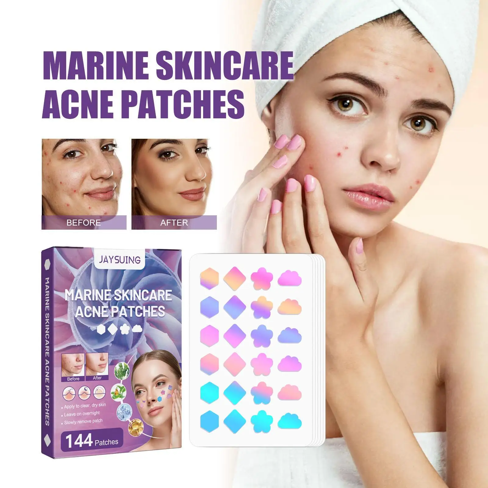 

Патчи от акне цветные для восстановления прыщей на лице, Гидроколлоидные Патчи от акне для ухода за кожей лица