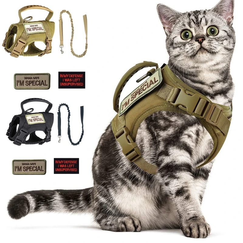 Нейлоновая тактическая шлейка для кошек жилет из мягкой сетки с защитой от